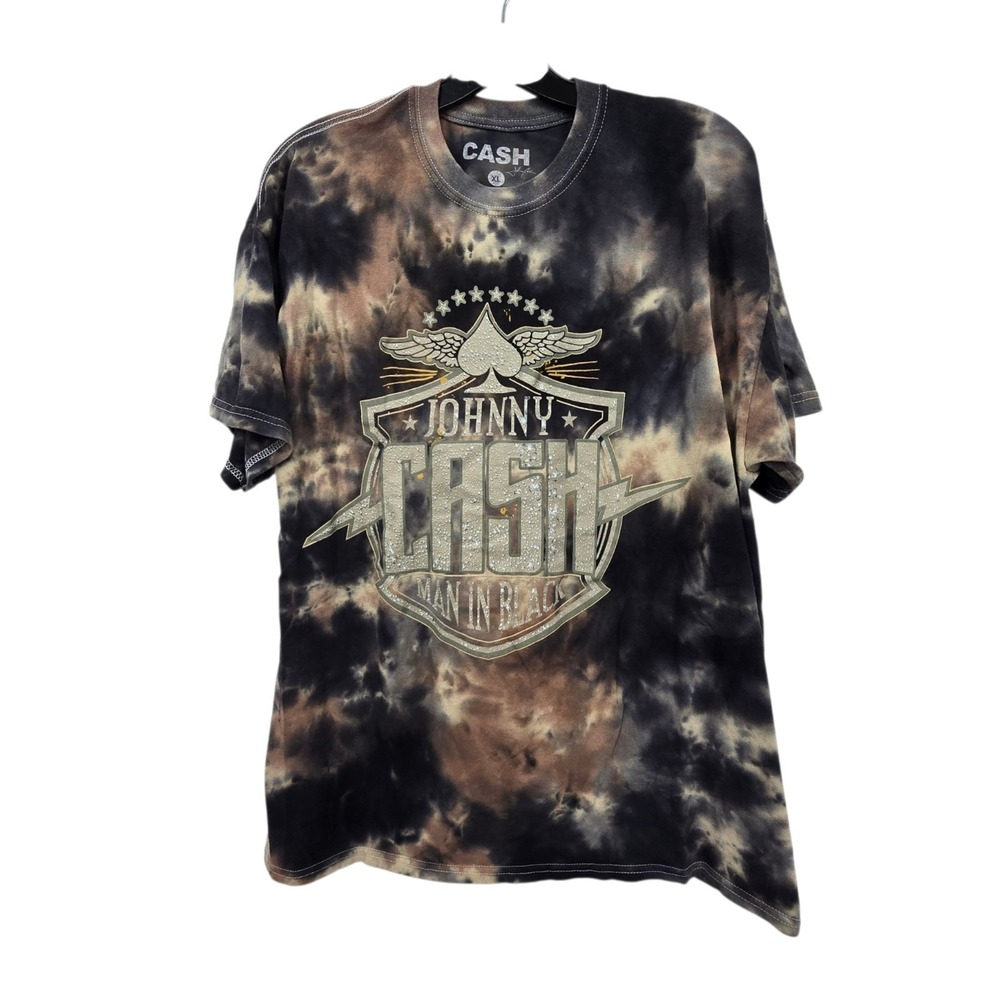 Johnny Cash Tie Dye Man In Black Graphic T-Shirt Men's XL Country Music Band Tee